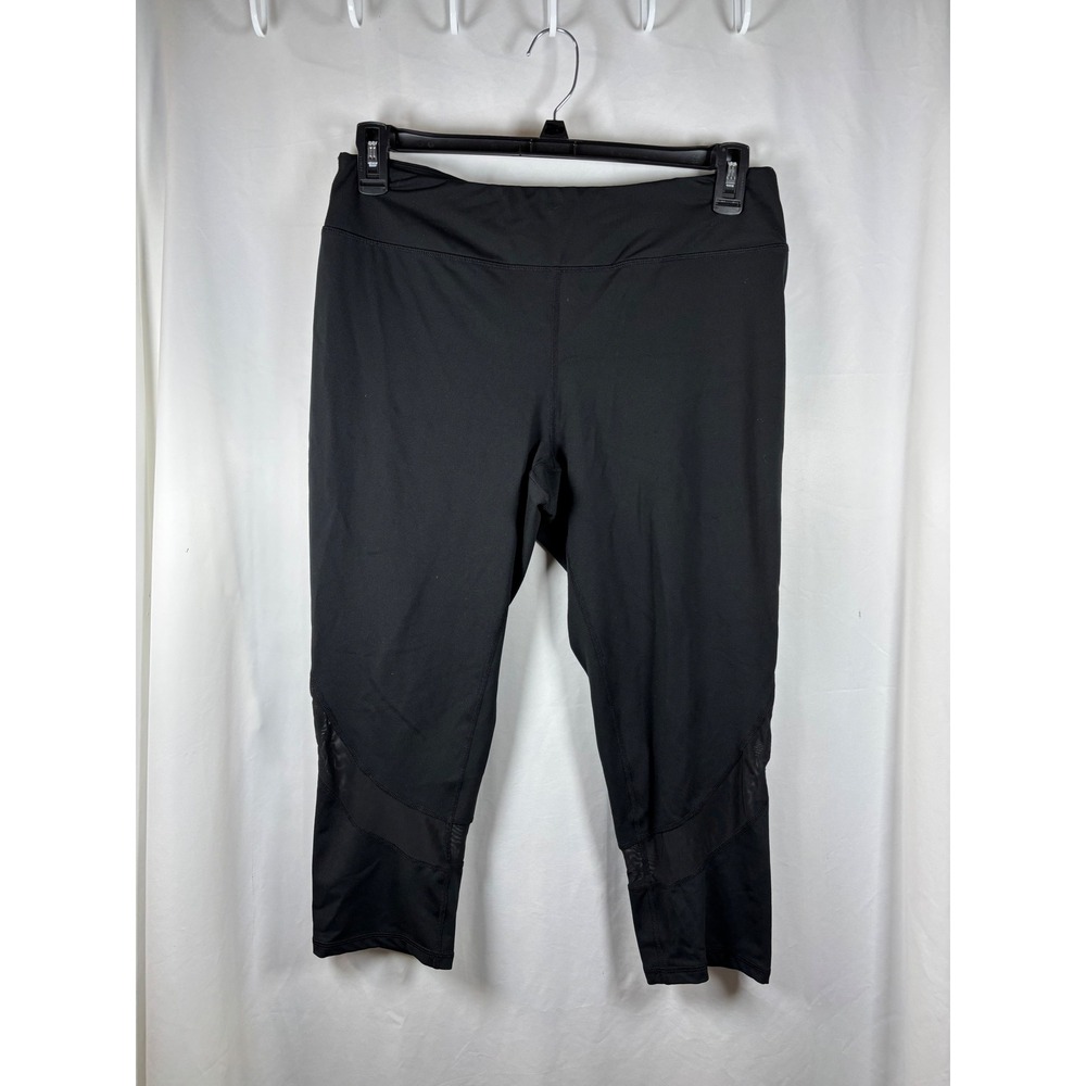 Gaiam Womens Black Mesh Panel Capri Leggings Size XL‎ Activewear Yoga Pants